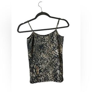 Zara Collection Snake Print Cami Top Spaghetii Strap Black Gold Tan Size S